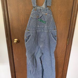 Vintage Key Imperial Engineer Stripe Denim Bib Carpenter Overalls 36x30